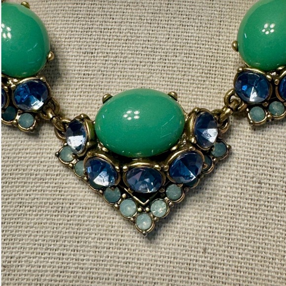Stella and Dot Statement Blue and Green Crystal Necklace - Picture 5 of 7